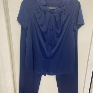 Vanity Fair Navy Garment Made In USA Pajama Set Size Small